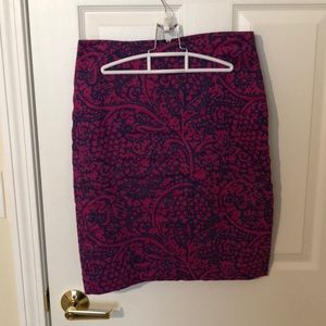 Ann Taylor Purple and Pink Patterned Pencil Skirt